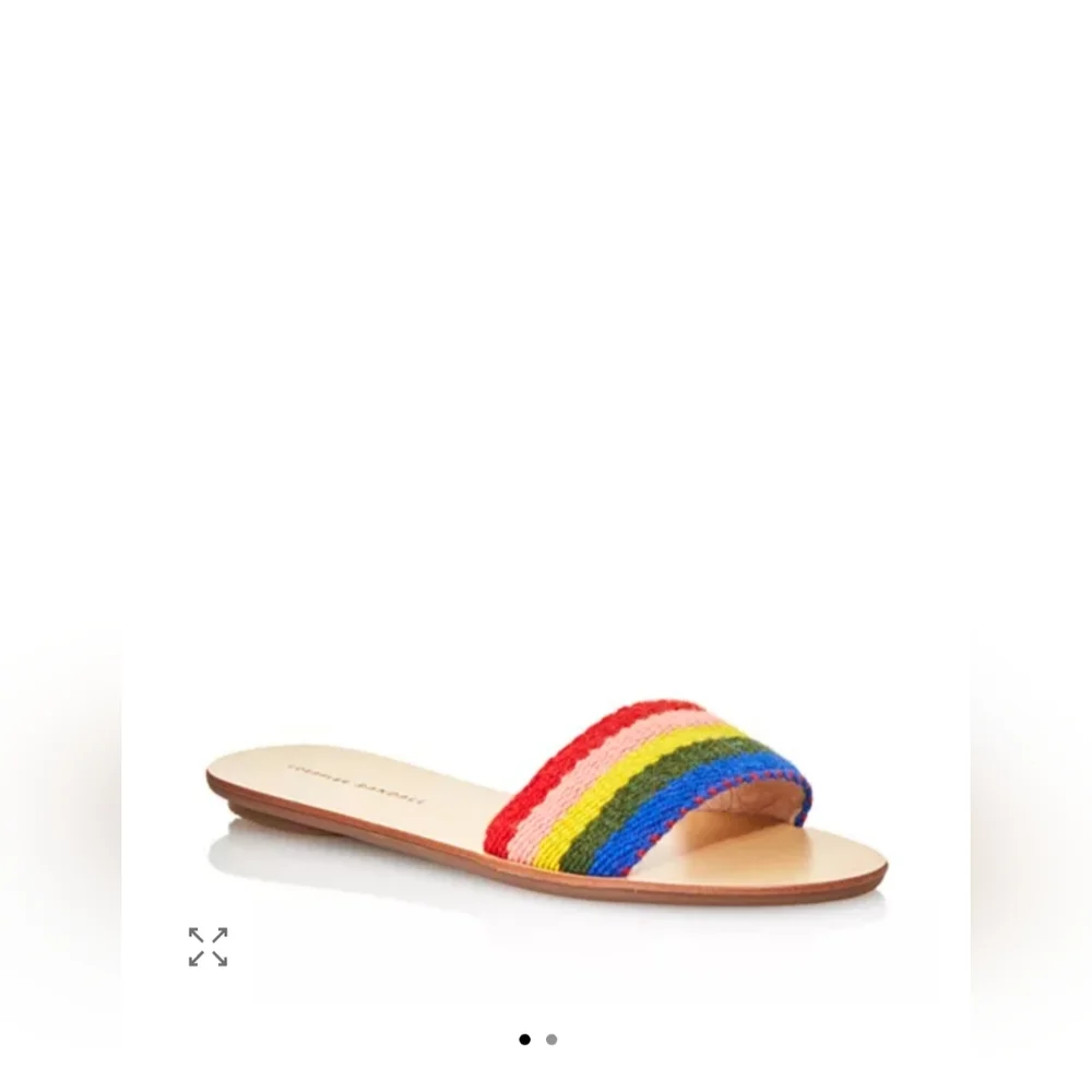 🌈 Loeffler Randall Rainbow Stripe Slide Sandal - Red, Pink, Yellow, Green, Blue